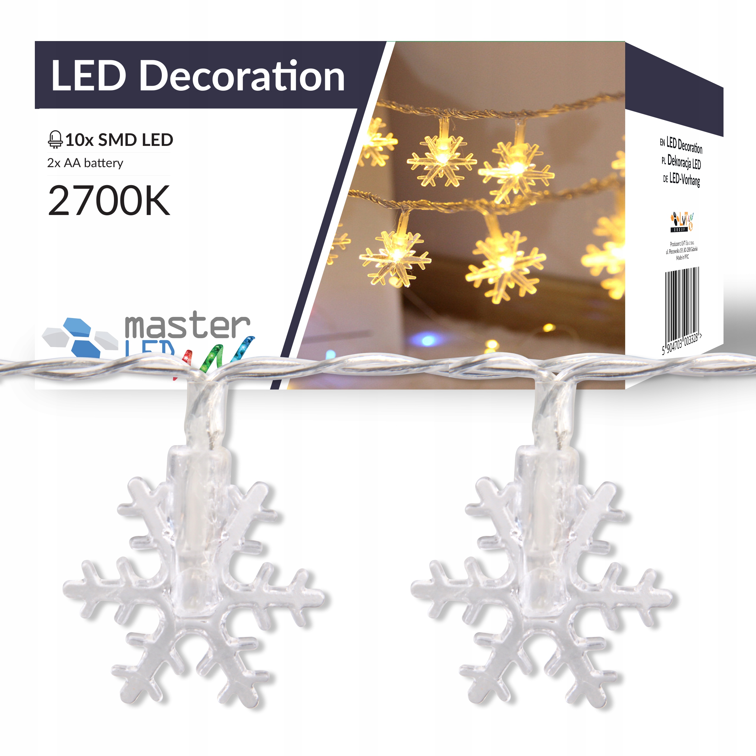 

Lampki Led Świąteczne Płatki Śnieg Łańcuch Choinka