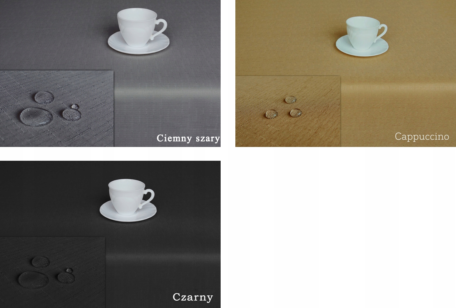 OBRUS PLAMOODPORNY 150X280 DESZCZYK BIAŁY ECRU MAT Szerokość produktu 150 cm