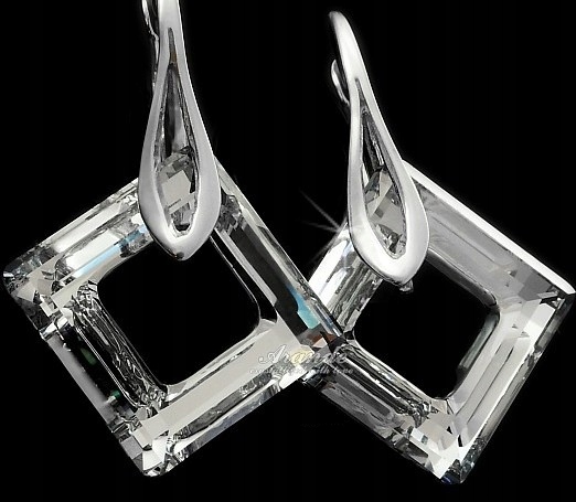 Krystaly náušnice Comet Square stříbro Arande