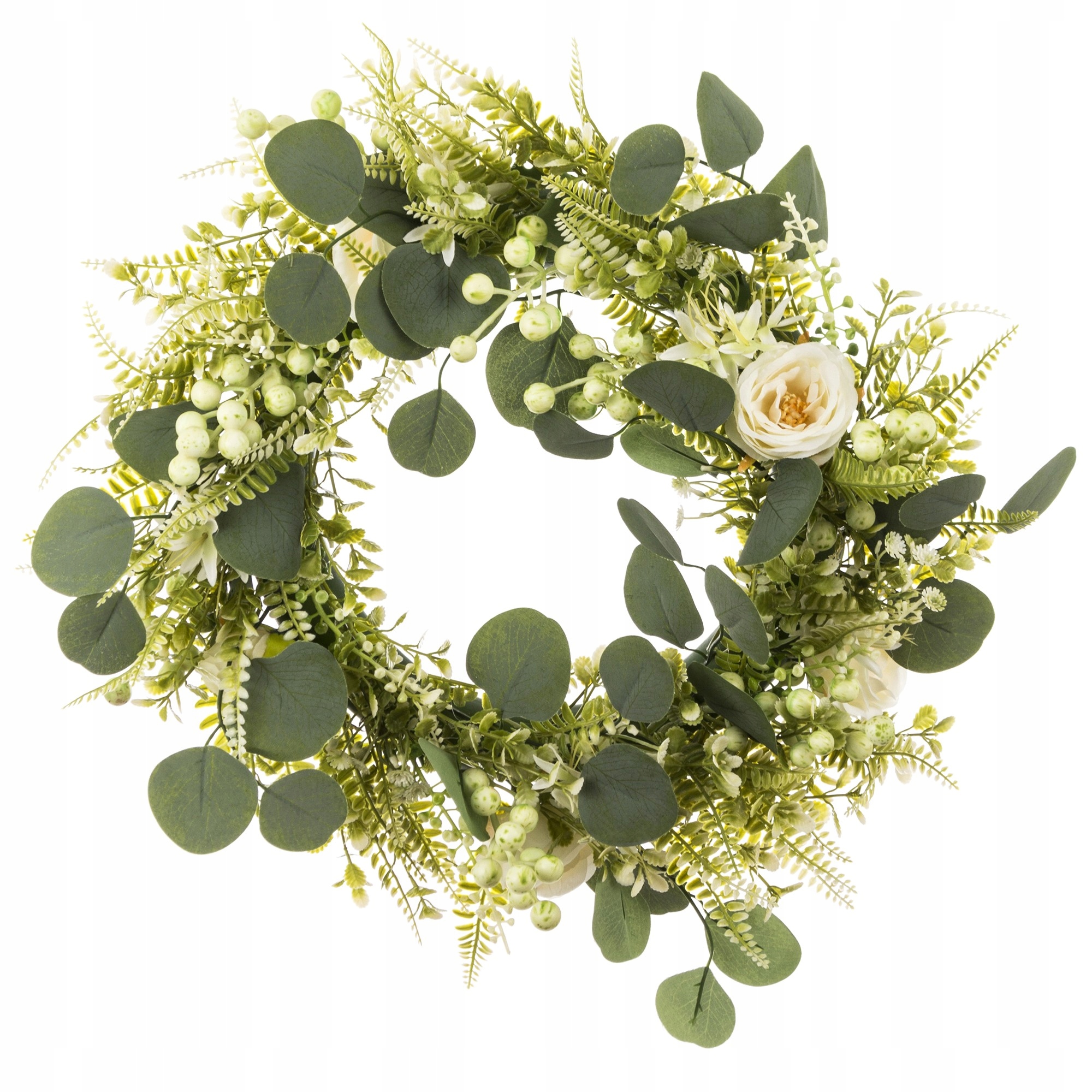 

Wianek na drzwi stroik zielony sztuczne kwiaty