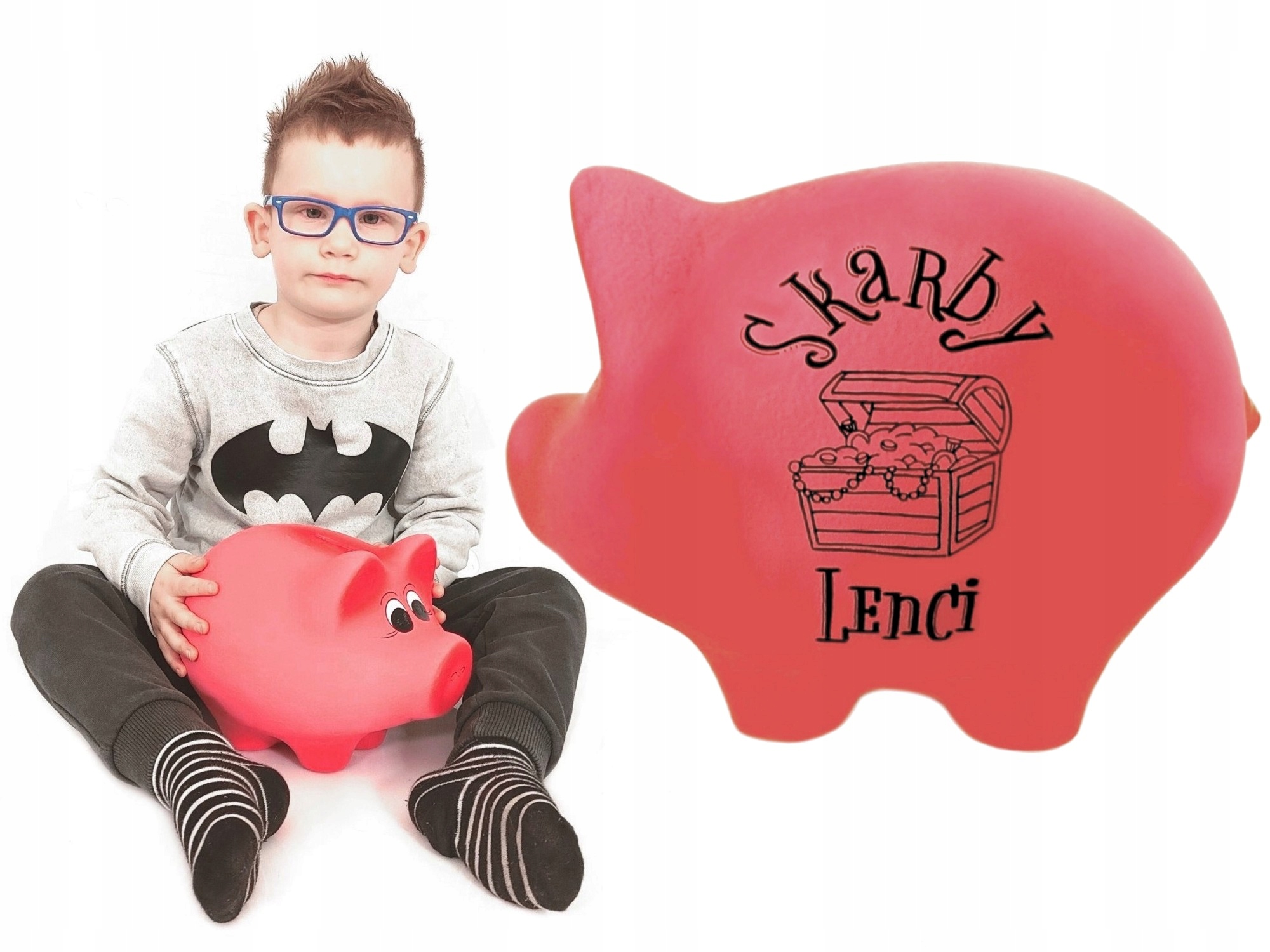 

Świnka Skarbonka Ceramiczna Duża Różowa Twój Napis