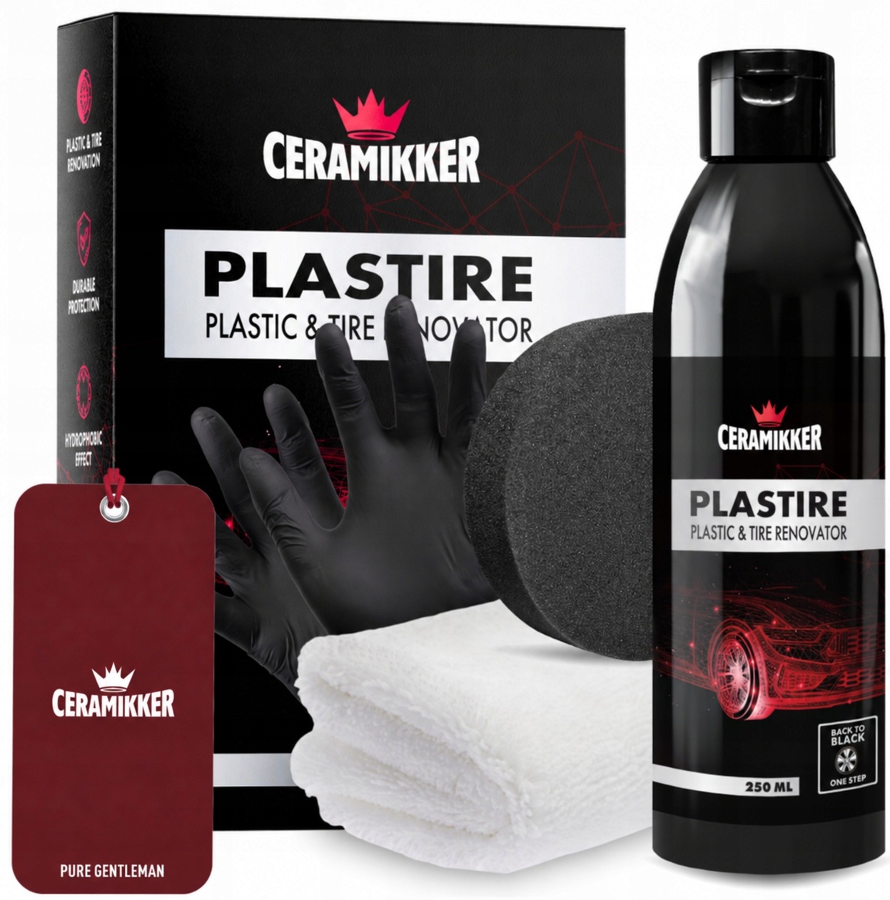 Černidlo přípravek na pneumatiky a plasty Dressing Prostředek na údržbu Přípravek Plastire