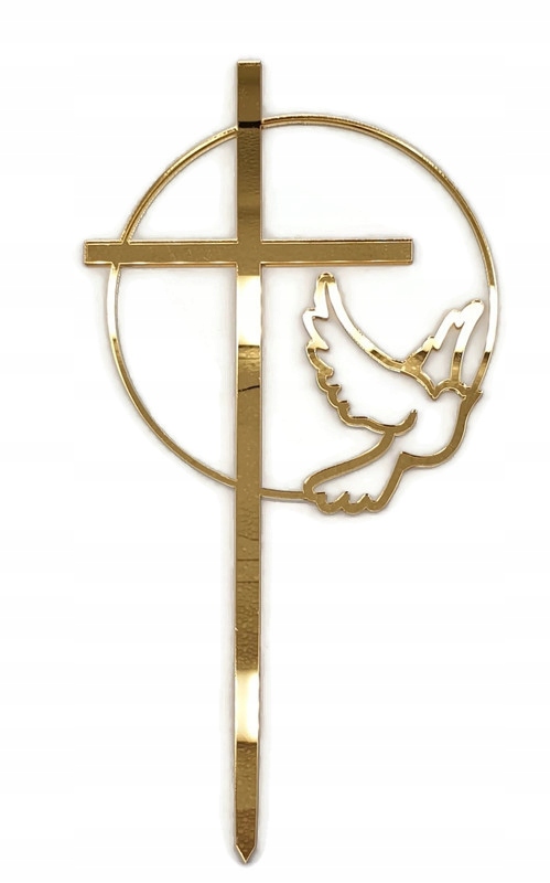 

Topper Komunia Chrzest Bierzmowanie złote lustro