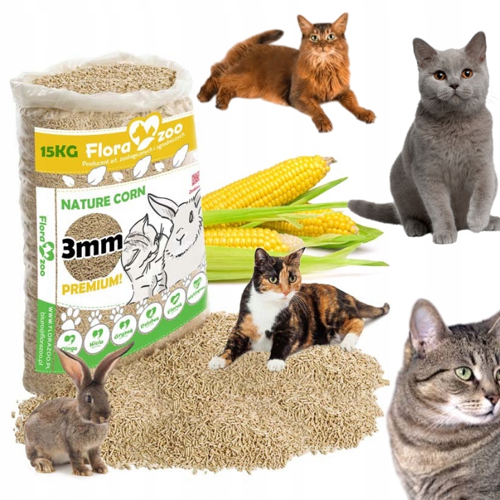 Żwirek Naturalny Kukurydziany Podłoże Dla Kota Królika Do Kuweta Klatka Eko