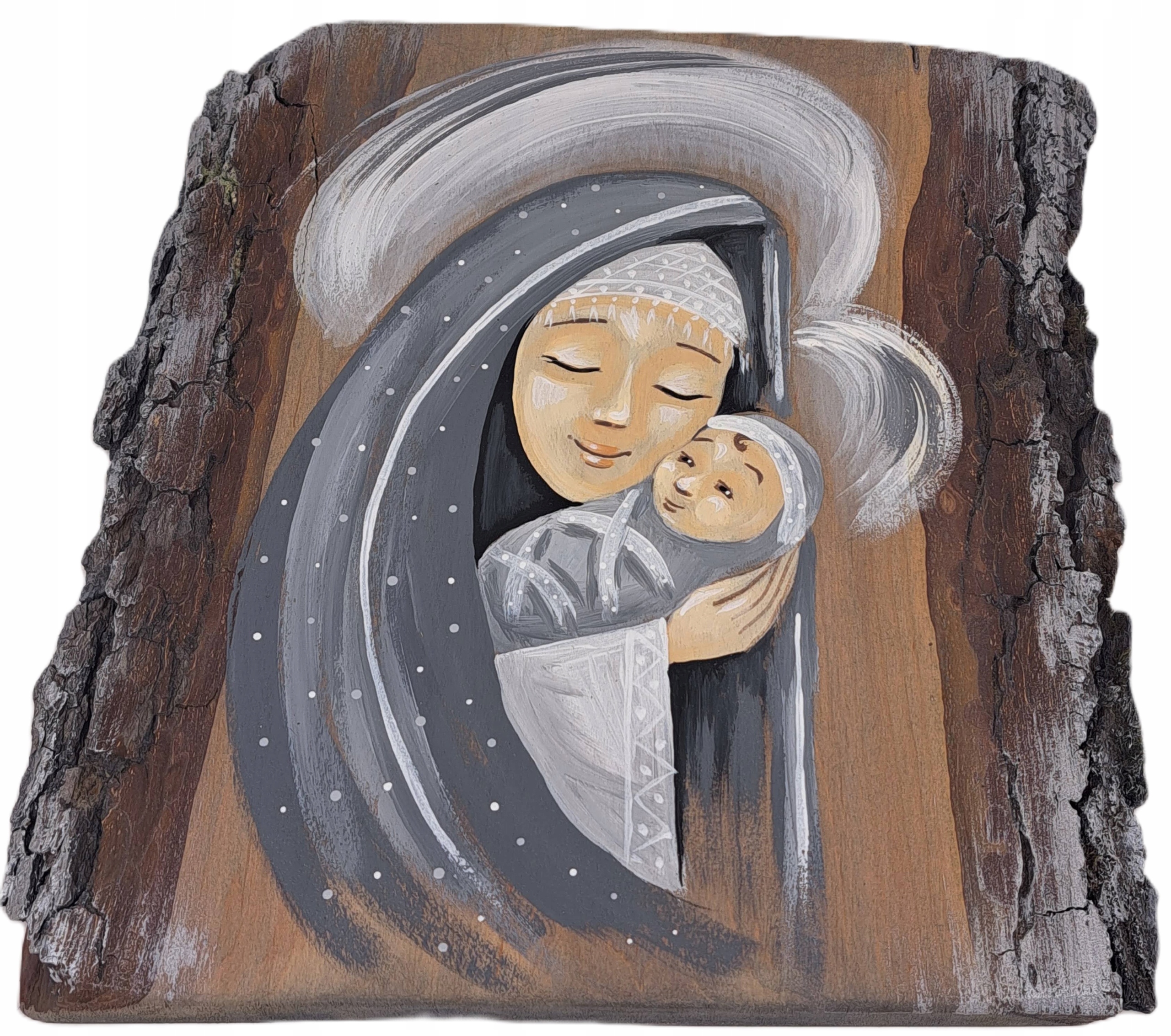 Obraz na masivním dřevě Anděl na dárek malovaný Svaté Přijímání Křest