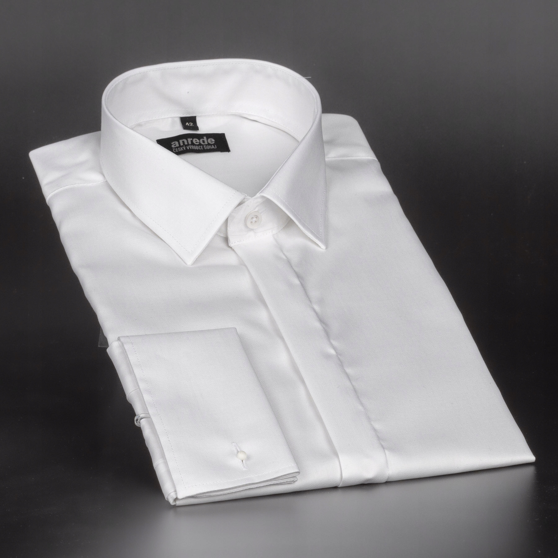 Luxusní pánská košile Anrede Šohaj Strážnice, bílá rybí kost 7000 S,…