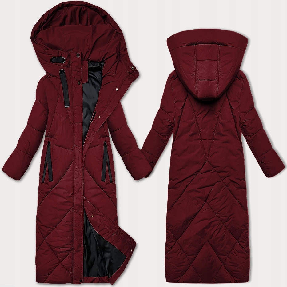 Dlouhá Zimní Bunda 5M3232 Bordó S (36)