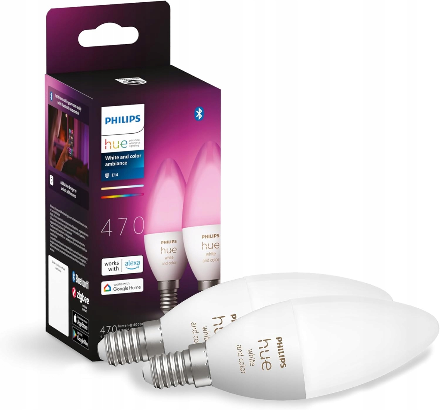 Led žiarovka Philips Hue E14 5.3W Rgb Smart White and Color Ambiance 2 ks