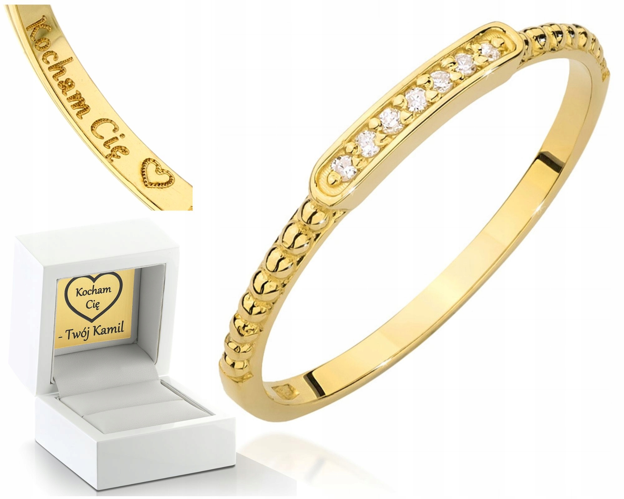 Zlatý Prstýnek S Briliantovými Diamanty Gravírování Obchod