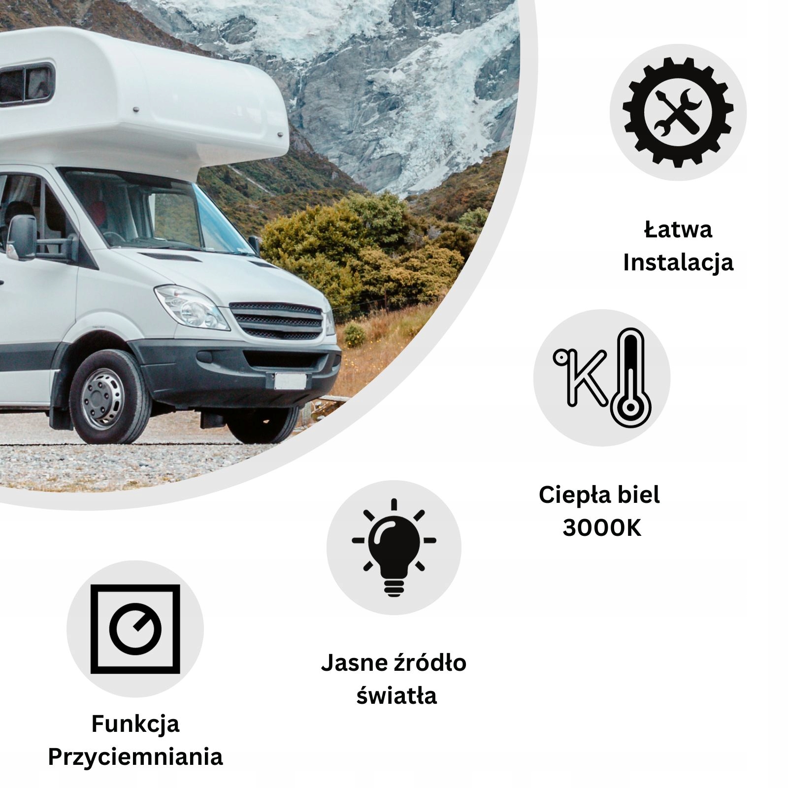 Lampa LED 12V 24V Sufitowa Wpuszczana Punktowa Wpust Meblowy Do Kampera 2W Numer katalogowy części MXL68C2W