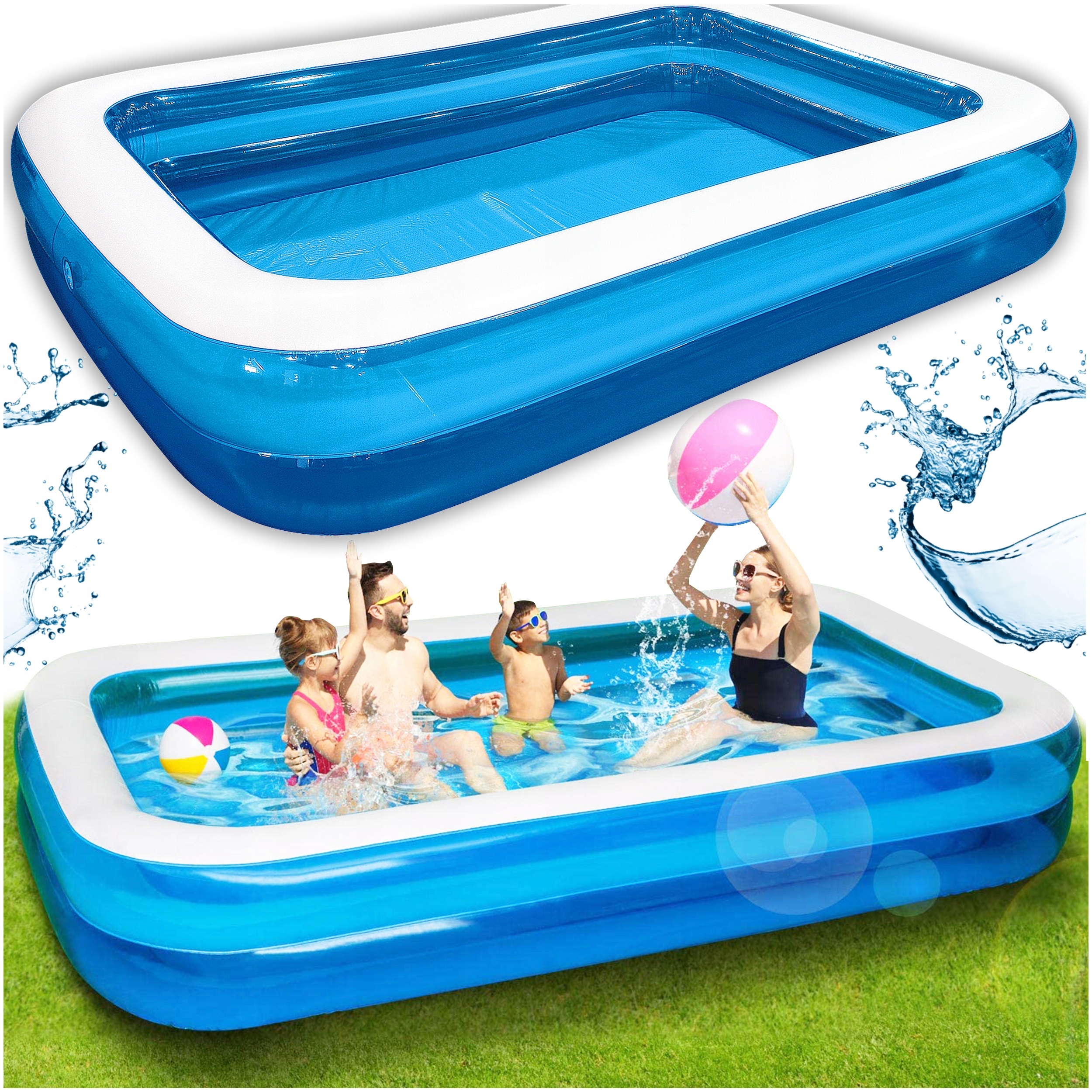 Basen Ogrodowy Dmuchany Rodzinny prostokątny Ogród Taras Duży XXL 305cm