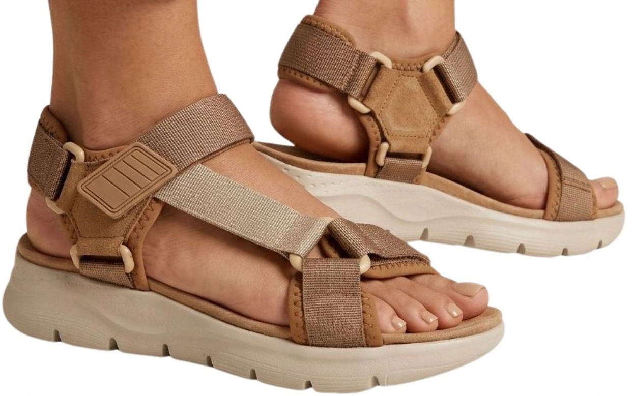 Béžové dámské sandály na platformě lehké na suchý zip Artiker 58C1231 VEL.41