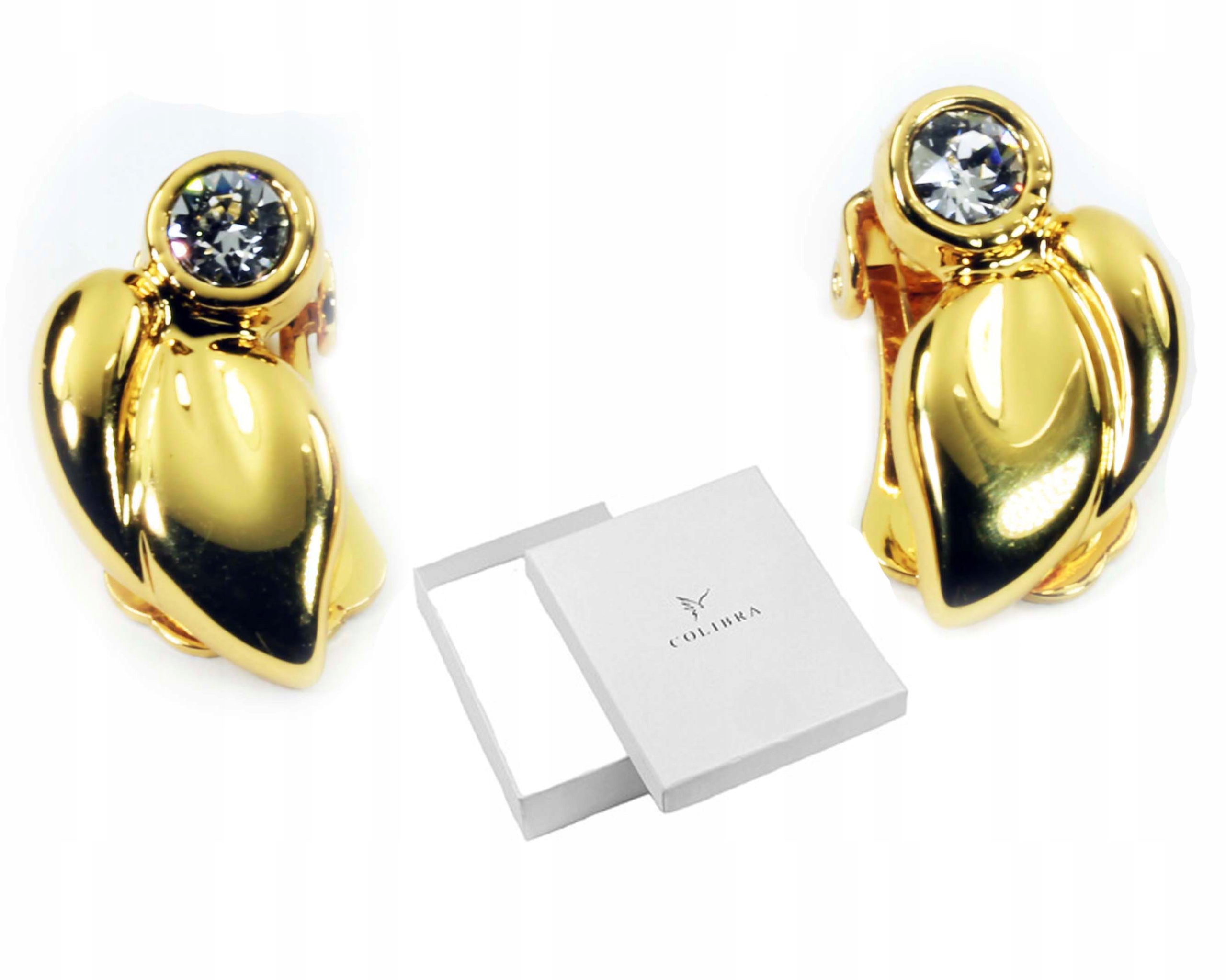 

Klipsy Płatki Kwiatka Złote Z Kryształem Swarovski