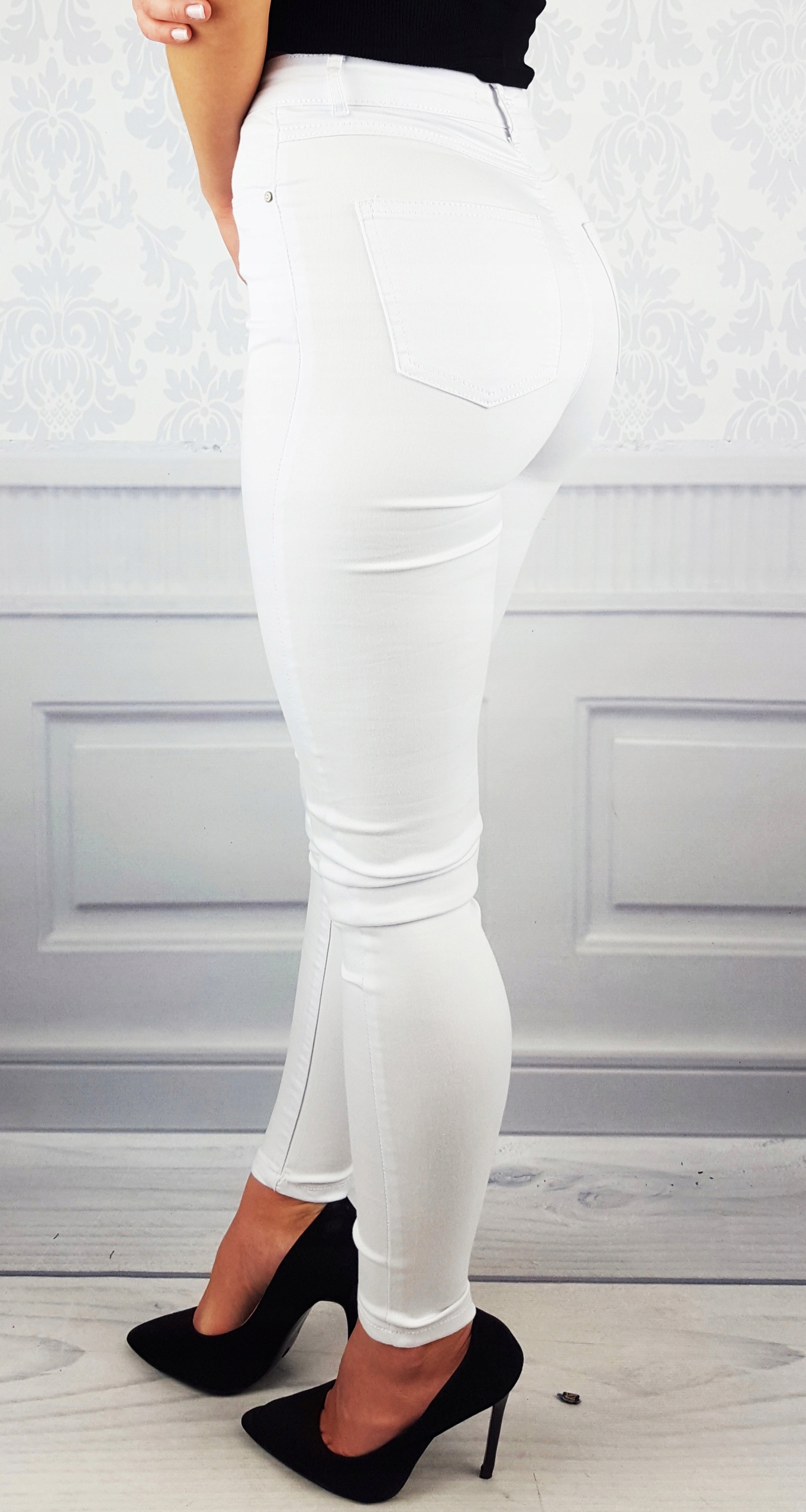 # DAMSKIE SPODNIE JEANSOWE WYSZCZUPLAJĄCE KOLORY # Stan (wysokość w pasie) wysoki