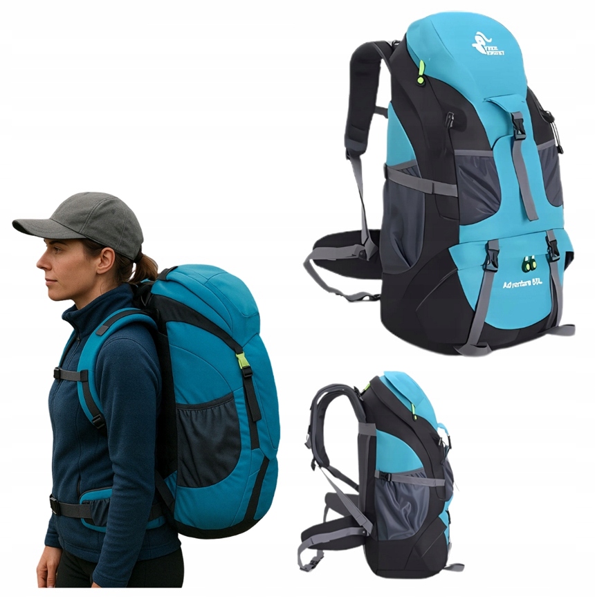 Lekki Plecak Turystyczny 50L Duża Pojemność Wodoodporny Biwak Survival