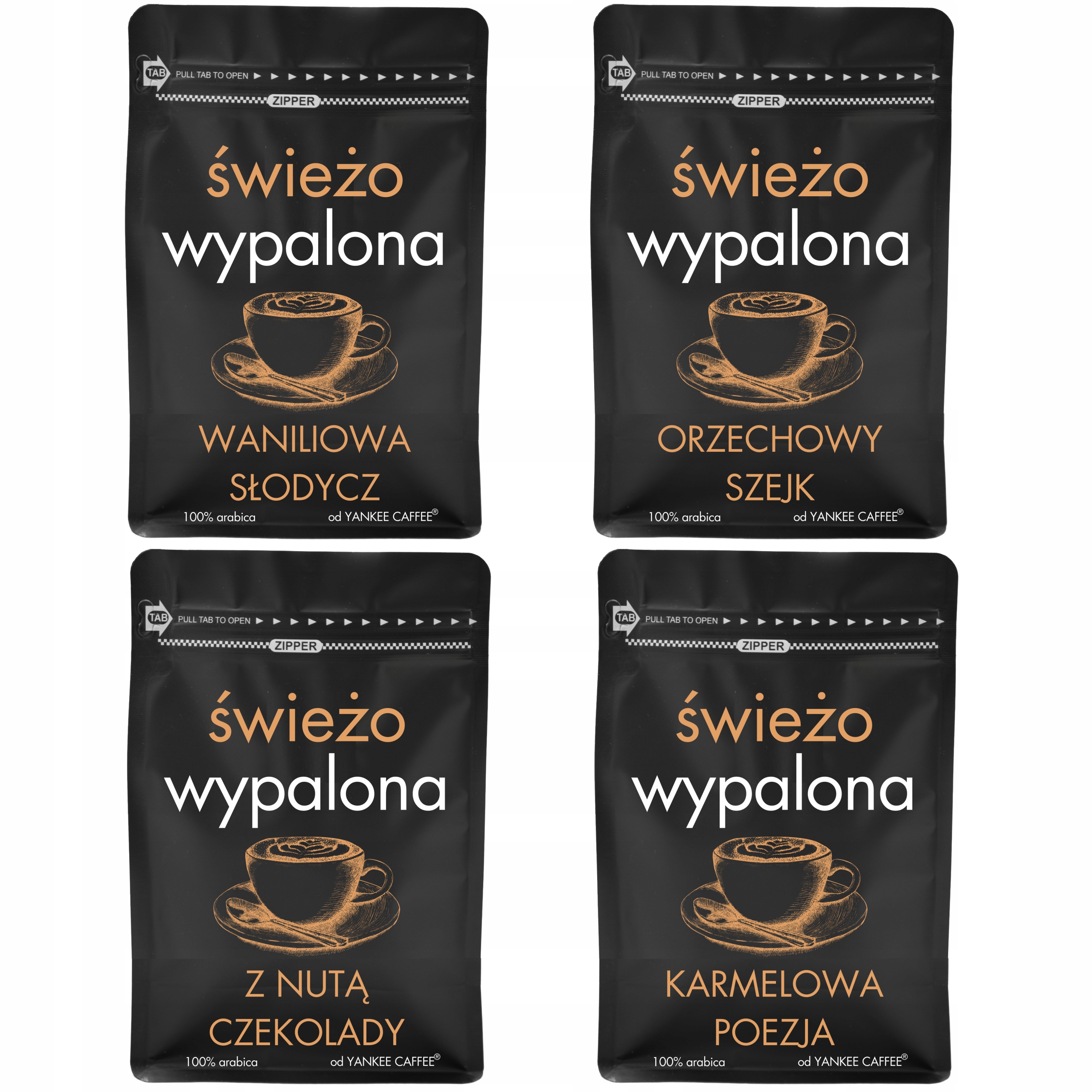 Káva zrnková Čerstvě pražená Sada vzorků 4x200g mix na degustaci dárek