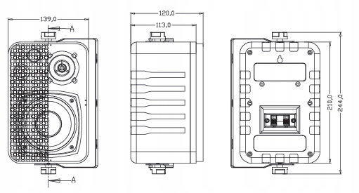 NAGŁOŚNIENIE LOKALU USŁUGOWEGO GŁOŚNIKI NAŚCIENNE CZARNE 5 Z WZMACNIACZEM Rodzaj naścienny