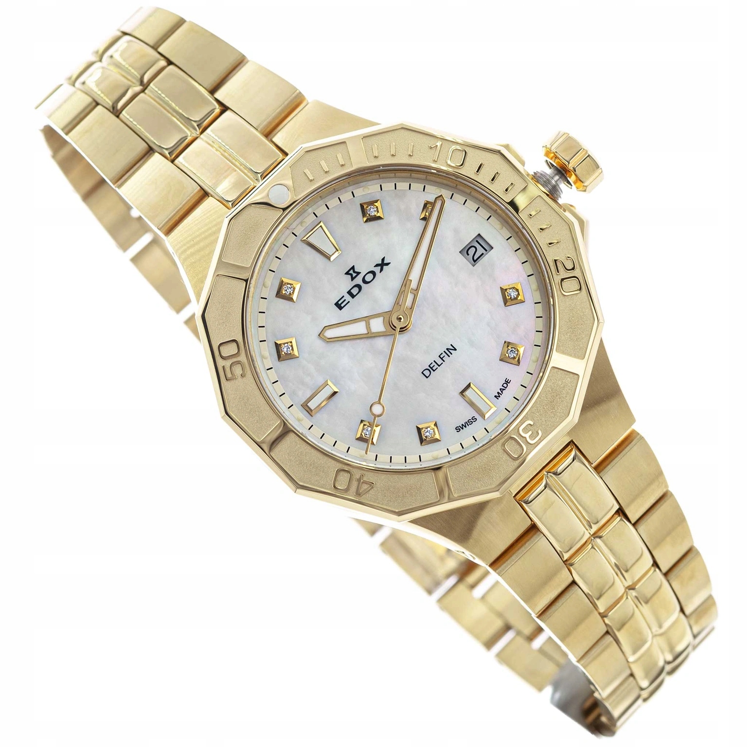 Dámské Hodinky Edox 53020 37 Jm Nadd Delfín The Original Diver Lady Diamonds