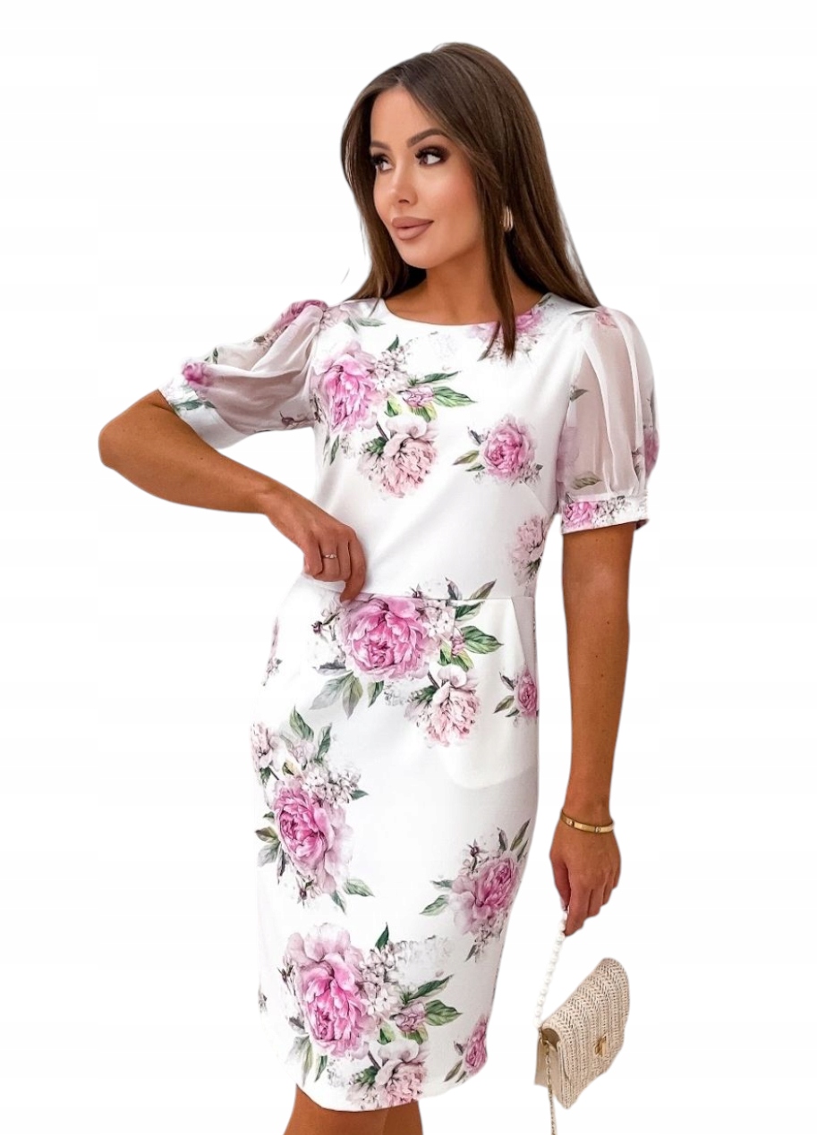 Koktajlowa Sukienka Na Komunię Ślub Chrzciny Premium Biała S