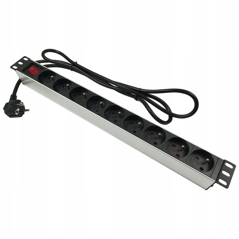 

Listwa zasilająca Rack 19'' 9 gn z włącznikiem