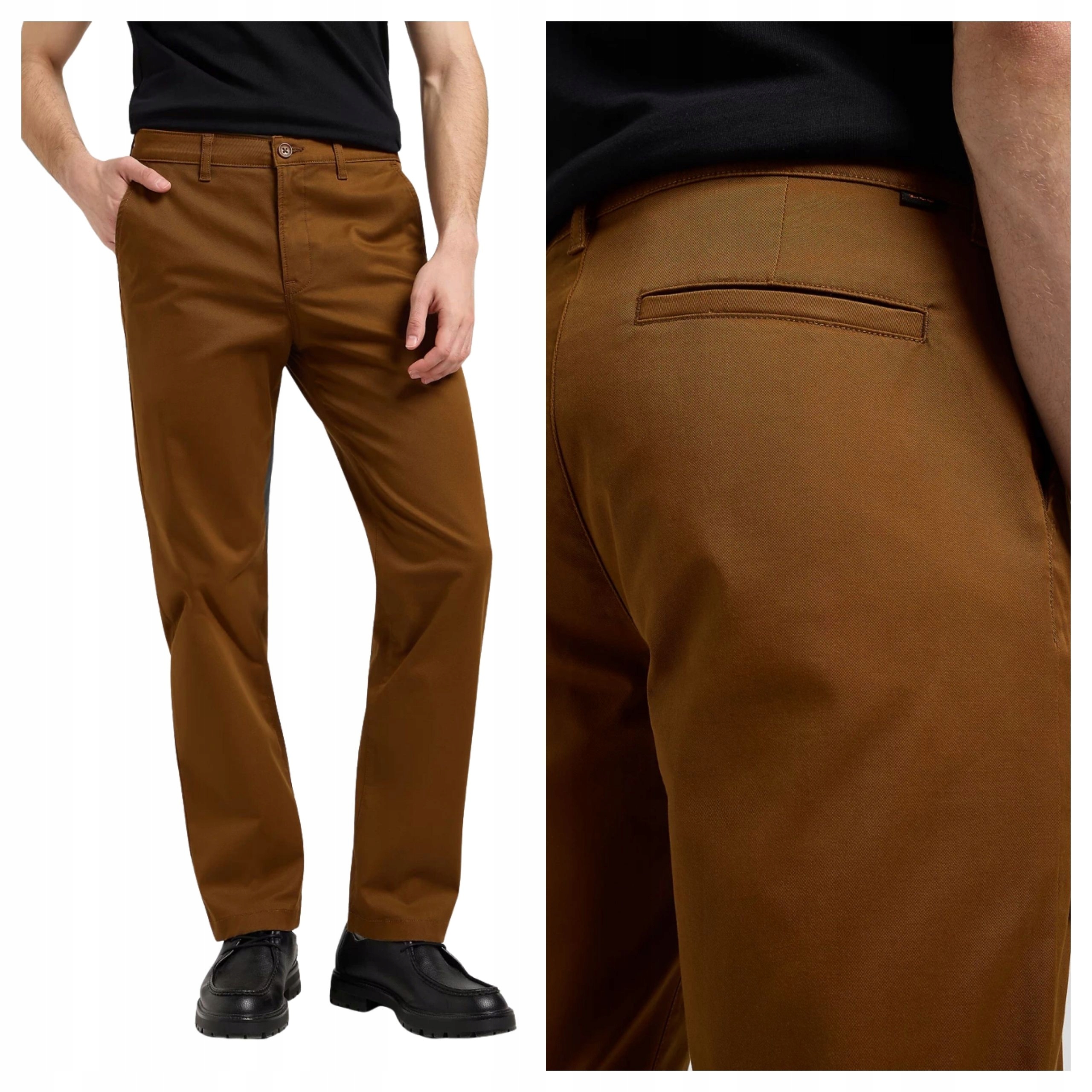 Pánské kalhoty Lee Regular Chino Quail Hnědé Látkové W34 L34