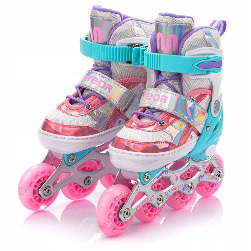 Dětské nastavitelné kolečkové brusle rekreační svítící Led kolečka Meteor M 34-37