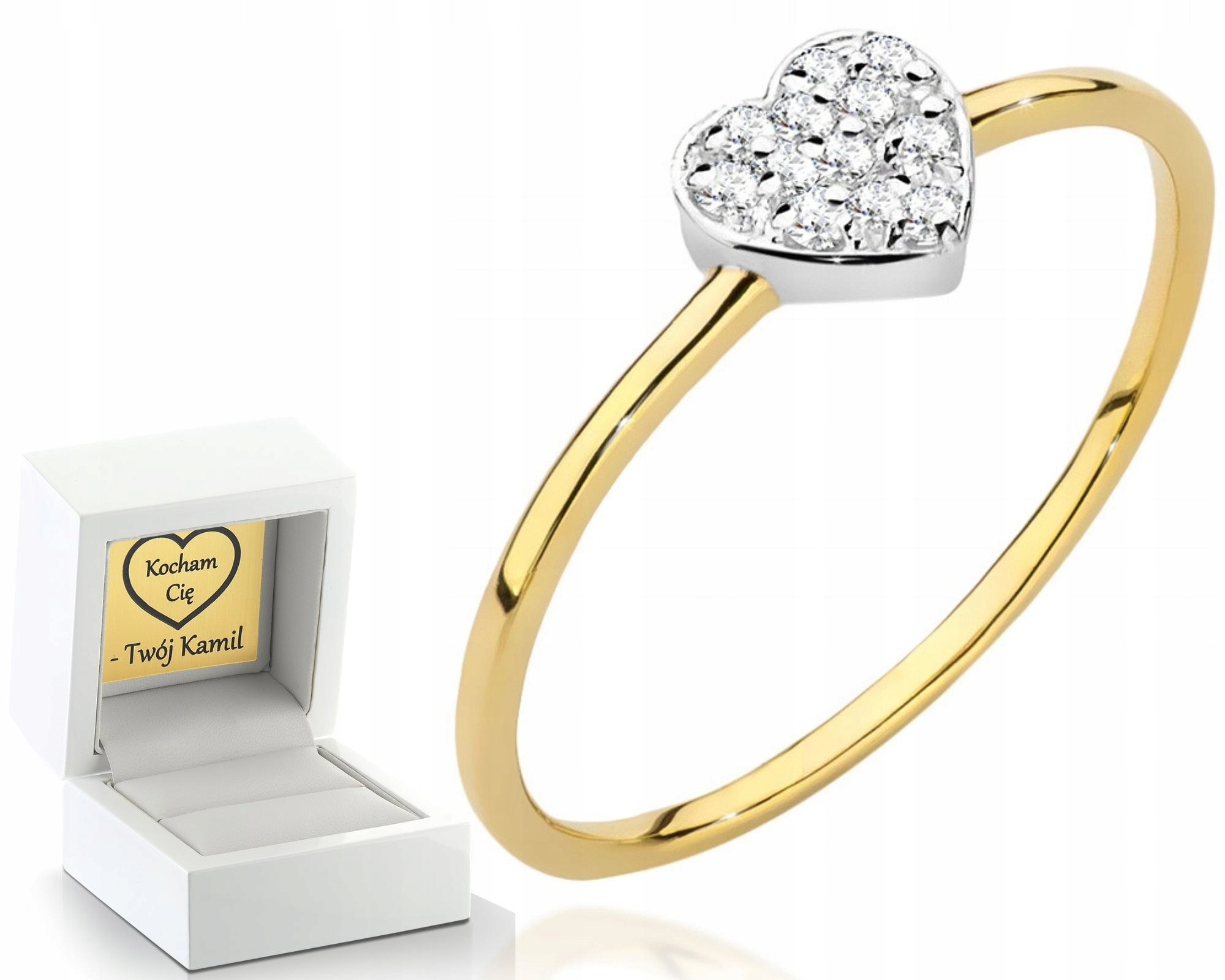 Zlatý Prstýnek S Brilianty Gravírování Srdce 585