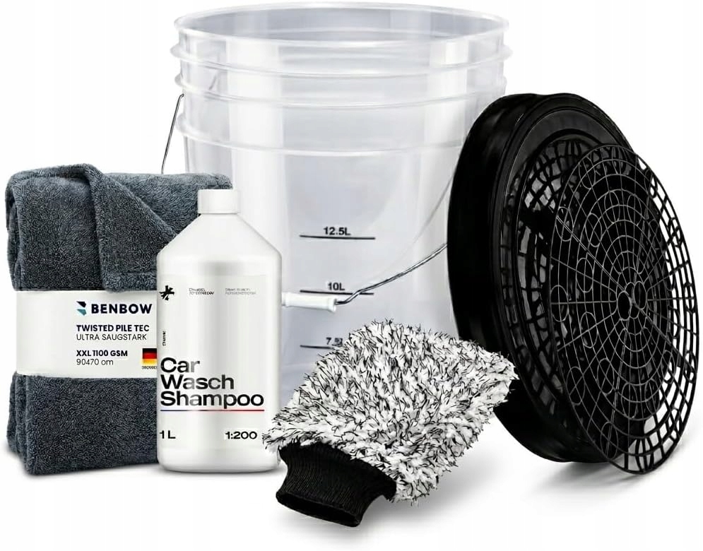 Sada na mytí auta kbelík 20L pokrývá rukavici a ručník šampon 1L