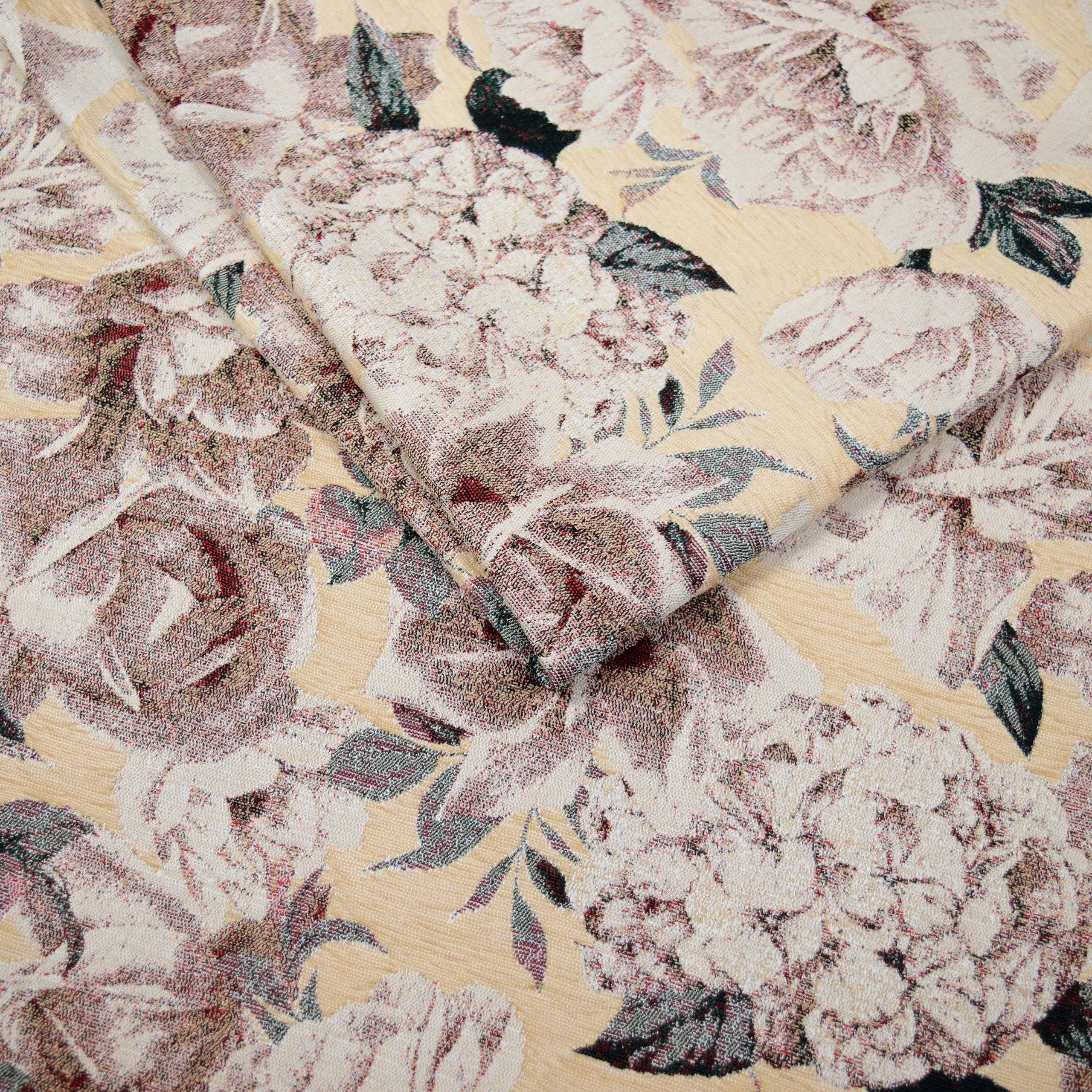 TKANINA OBICIOWA MATERIAŁ KWIATY FLORES KREM