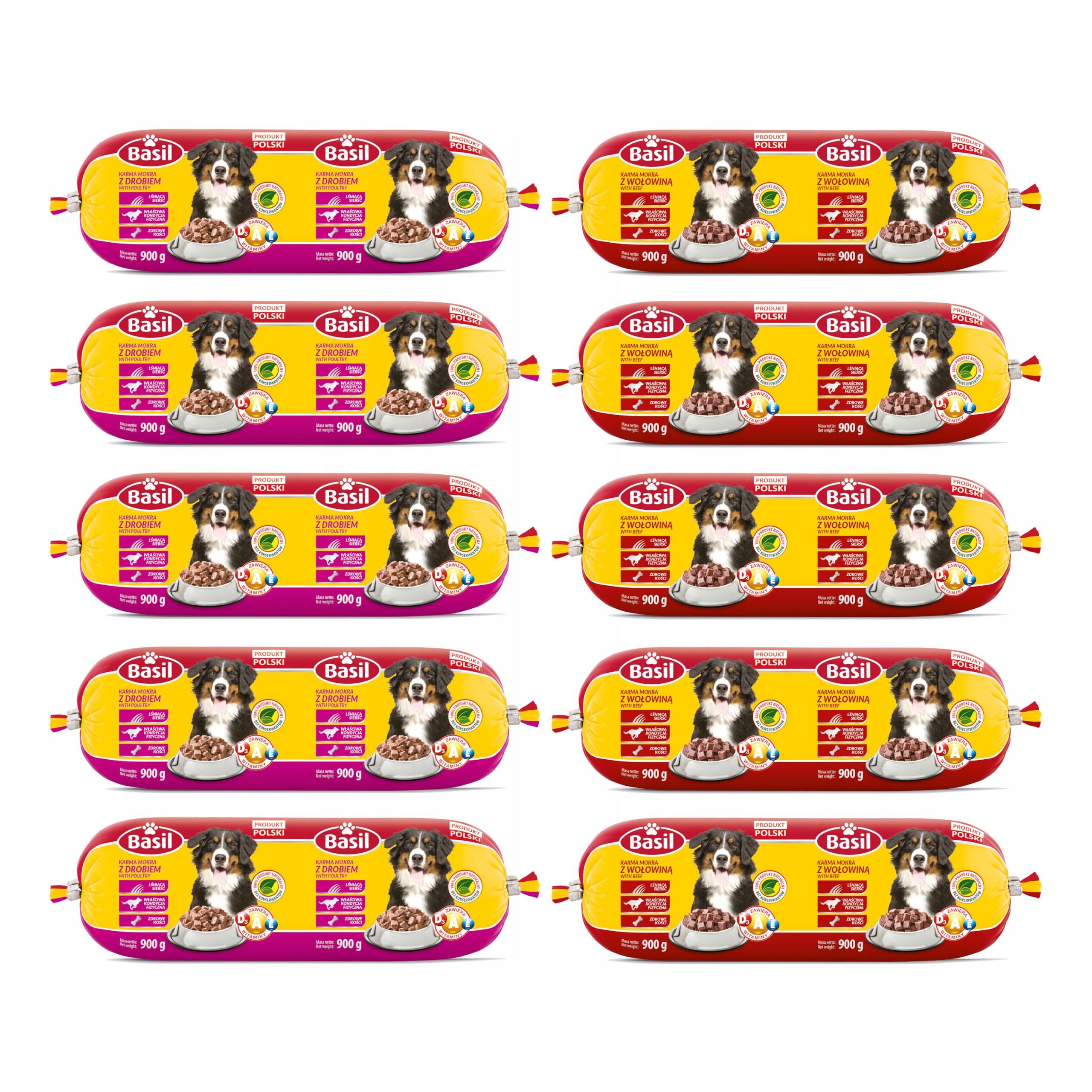 Levně Krmivo mokrá tyčinka pro psy Tyčinka Basil Mix s drůbežím a hovězím masem 20 x 900 g