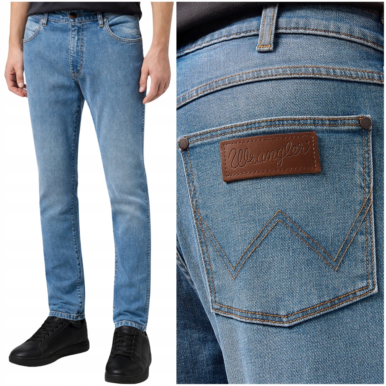 Wrangler Larston slim Stride Blue Džíny, úzký střih, Modré, pánské džínové kalhoty W32 L34