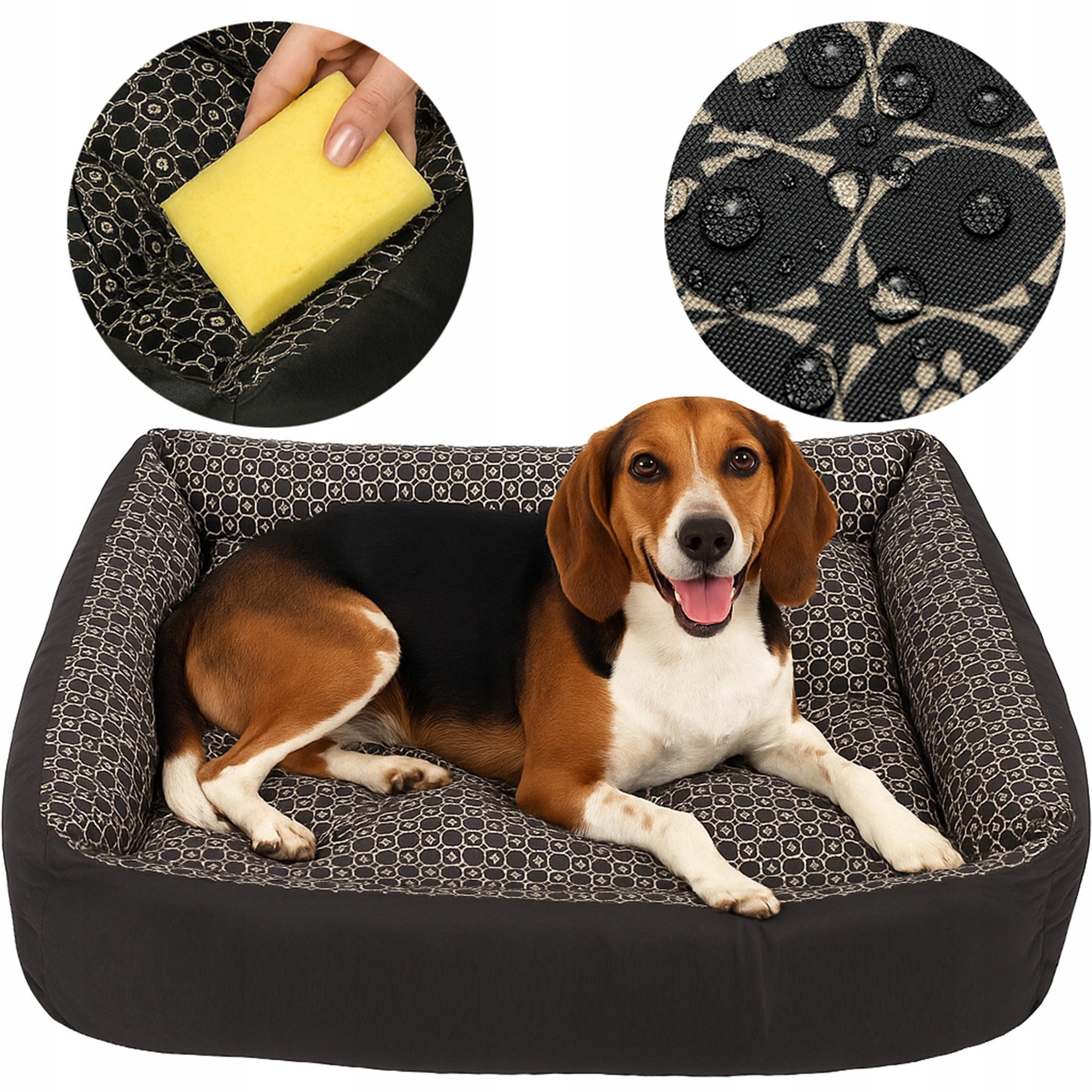 Levně Pelíšek pro psa, měkká velká pohovka, vyjímatelná polštář 120x90 Louis Black