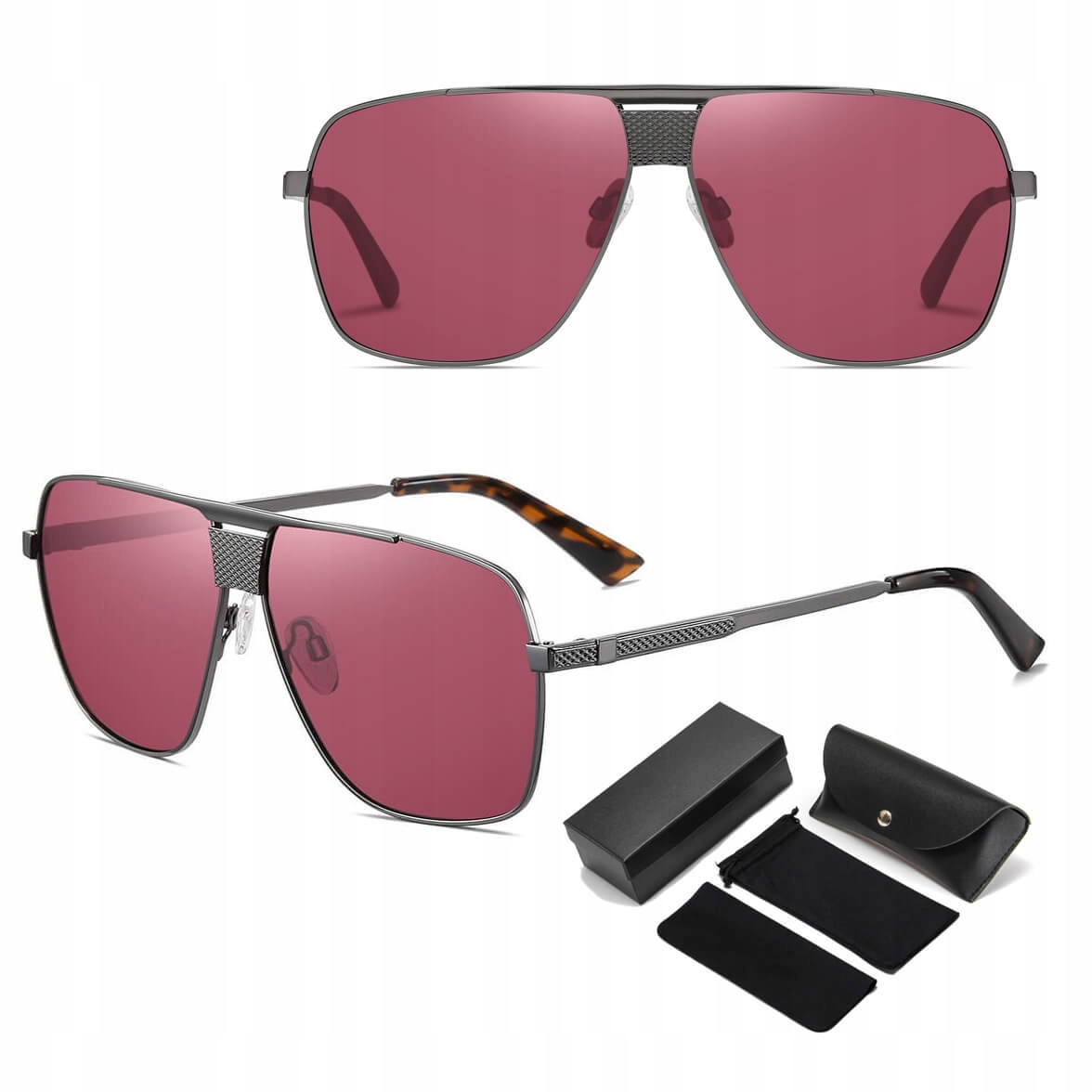 Pánské Polarizační sluneční brýle Hd Pilotky Červené Bonus