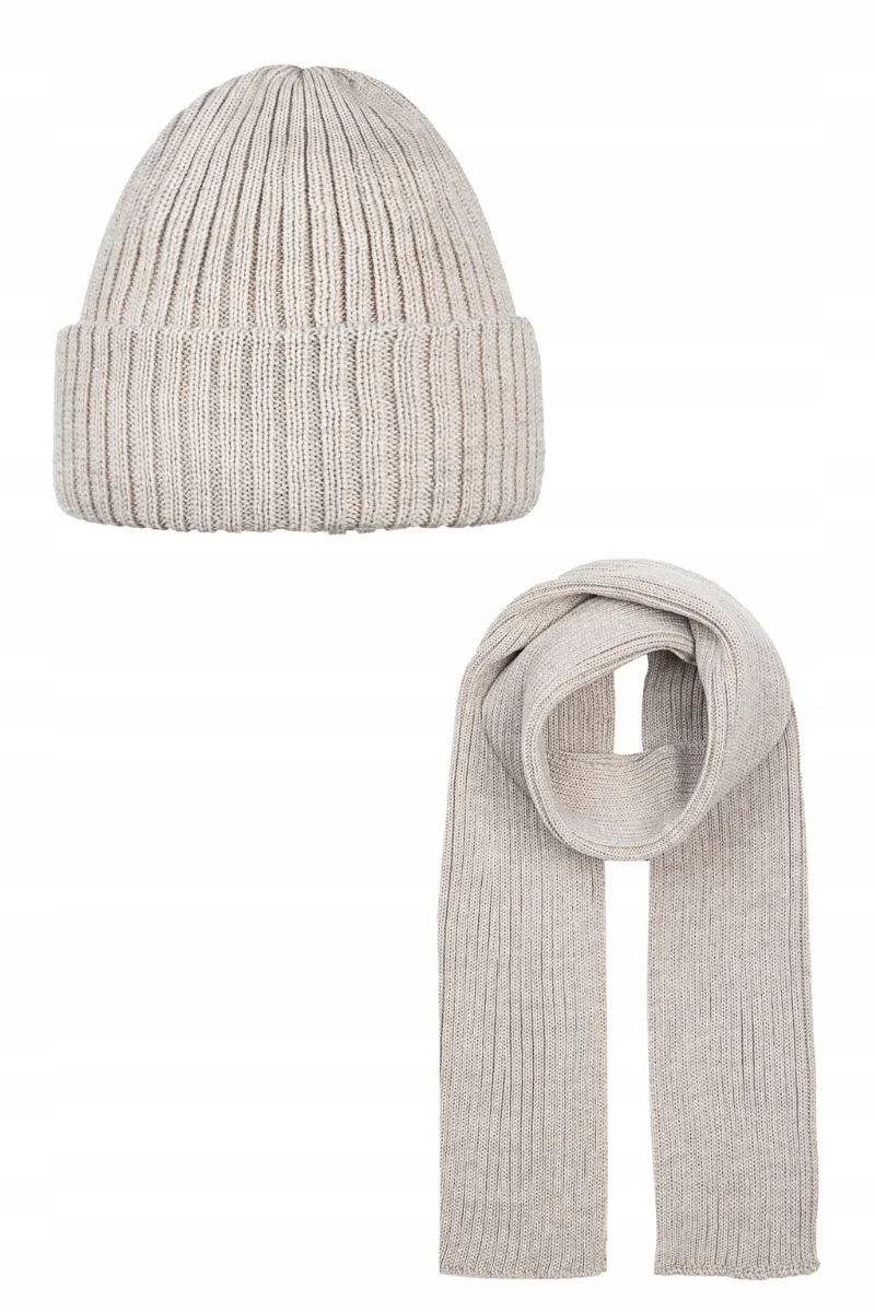 Unisex komplet Ander čepice a šála pánská merino vlna Daily Beige 58
