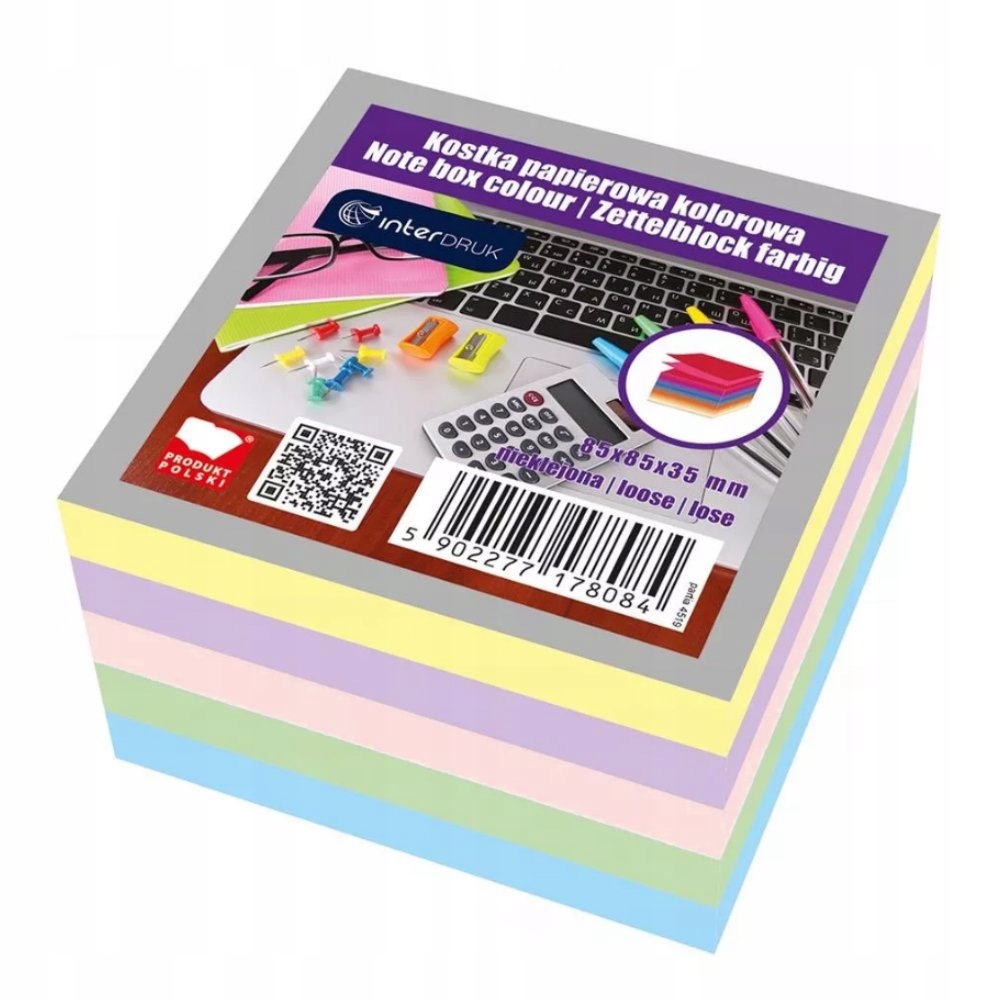 

Kostka Nieklejona Notes Interdruk 85x85x35 Mix Kol