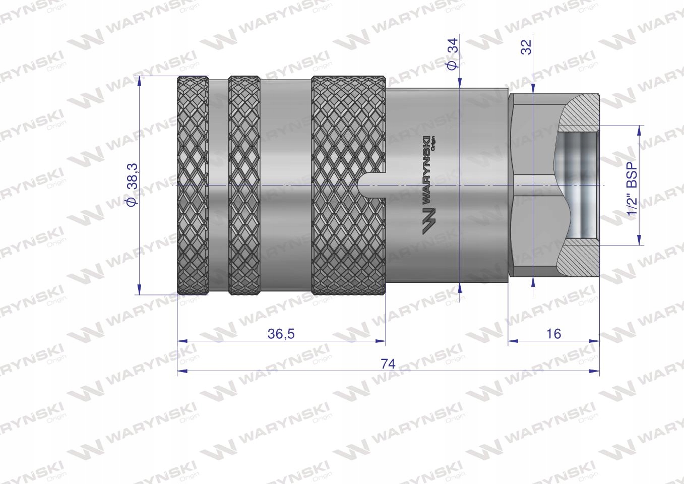Szybkozlacze suchoodcinajace gniazdo 1 2 Warynski Part manufacturer Warynski