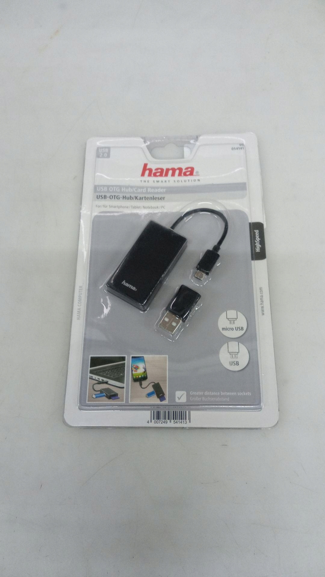 Hama Hub USB 2.0 OTG / Czytnik Kart do Smartfonów / Tabletów / Notebooków / PC 54141