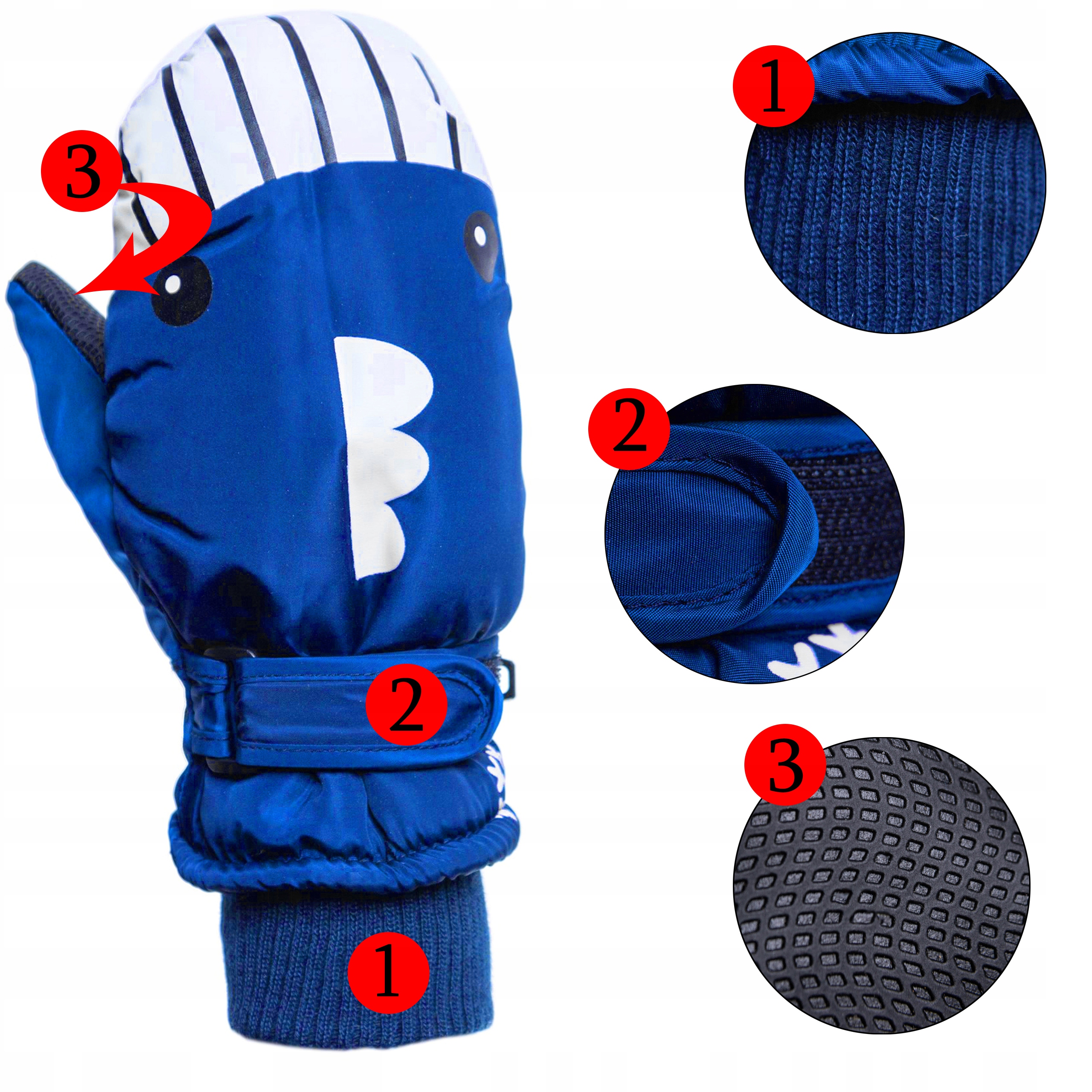 RĘKAWICZKI ZIMOWE DLA DZIECI NARCIARSKIE DZIECIĘCE OCIEPLANE JEDNOPALCZASTE Typ jednopalczaste