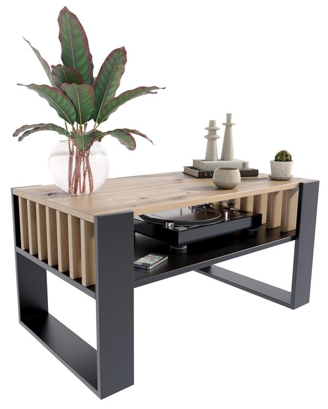 Ława stolik kawowy IGA artisan czarny z lamelami loft retro rustykalny PER Stan opakowania oryginalne