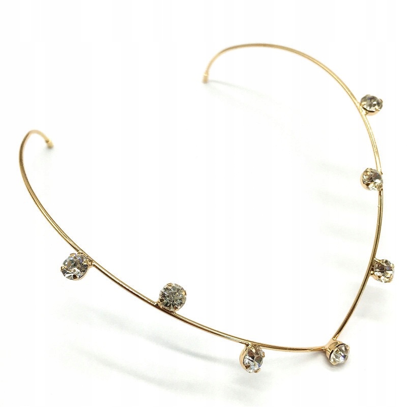 

Opaska metalowa złota cyrkonie Ślub Tiara