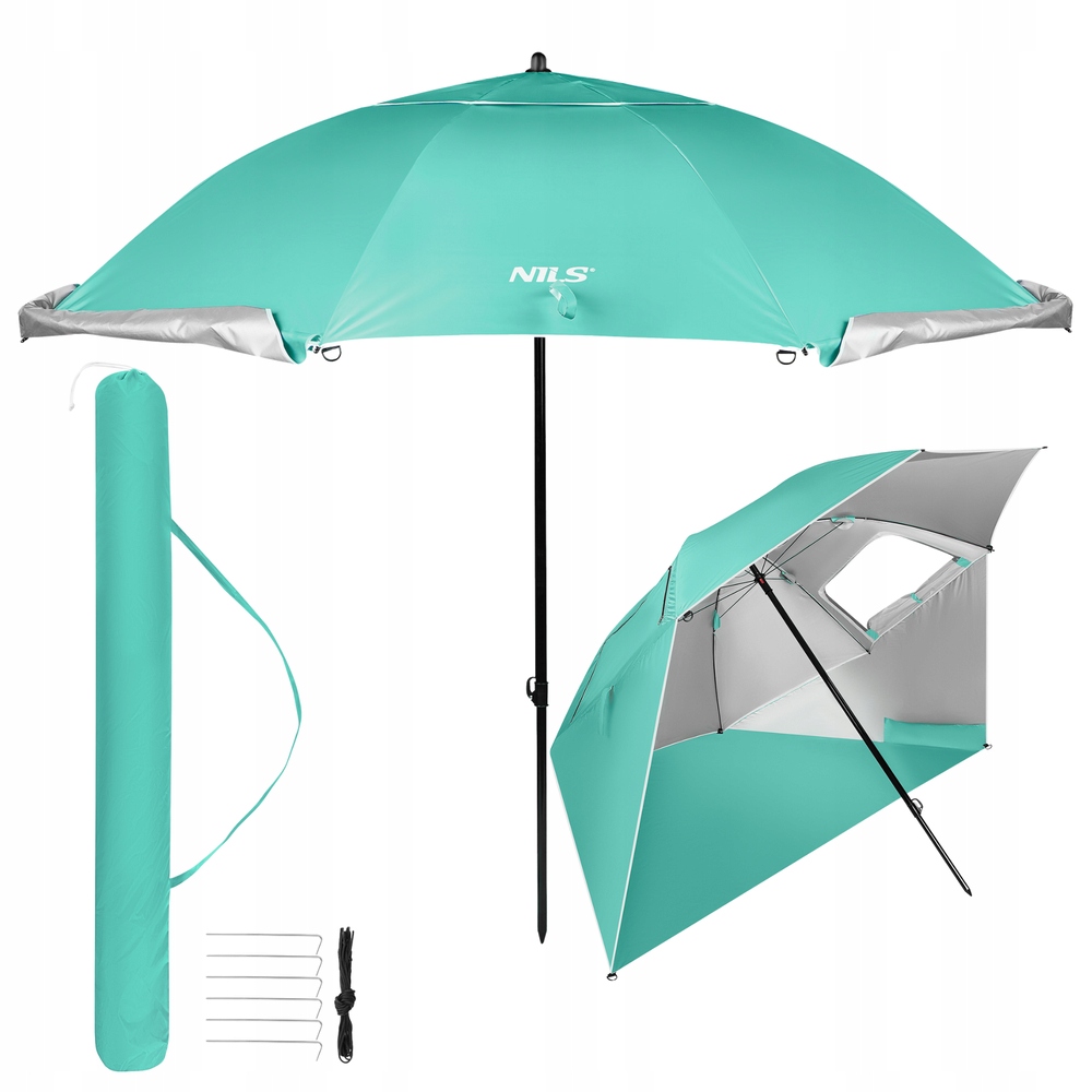 Zahradní plážový slunečník Velký skládací Paraván Uv filtr 240 cm Obal