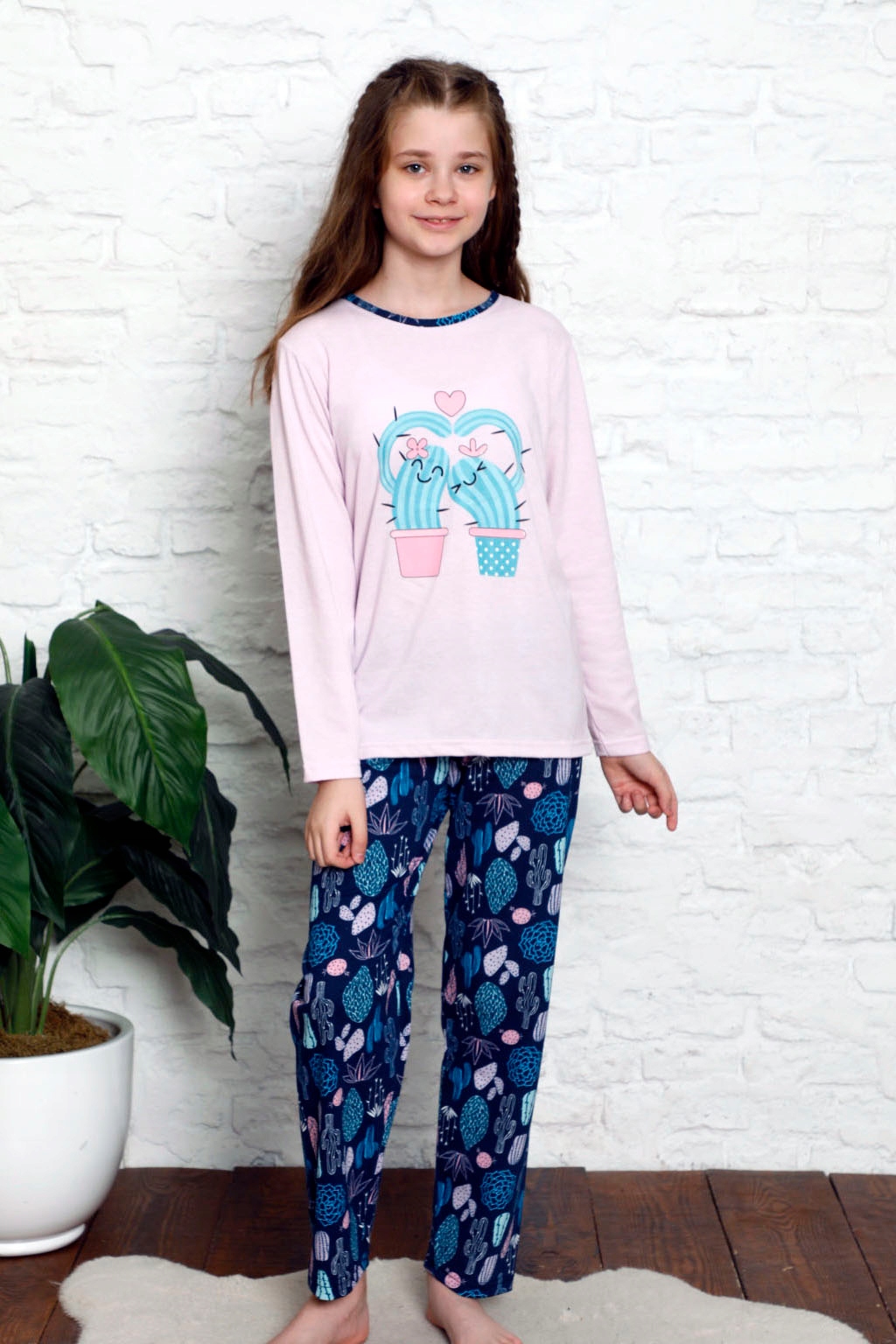 Piżama młodzieżowa dziewczęca bawełniana LaPenna Rozmiar 146