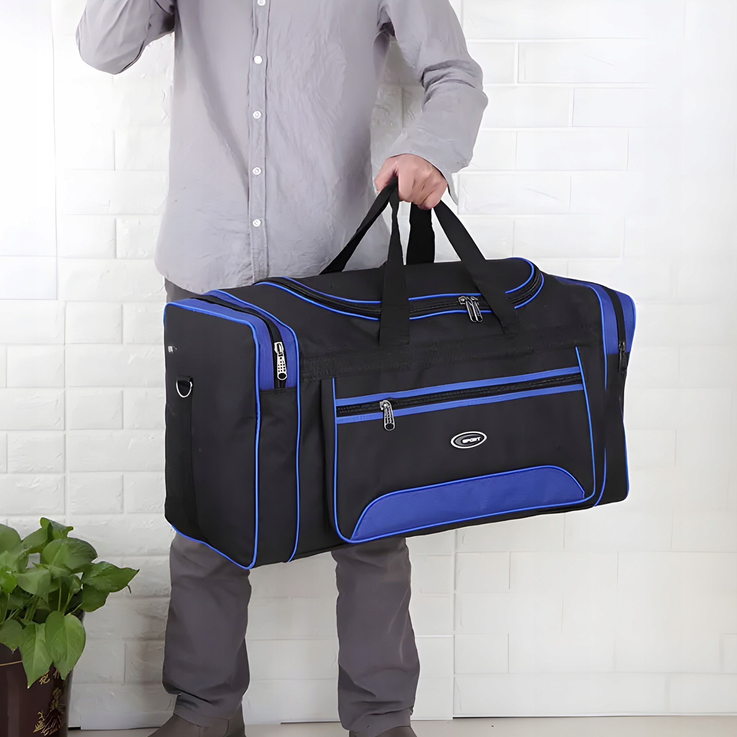 TORBA SPORTOWA PODRÓŻNA TRENINGOWA TURYSTYCZNA FITNESS BAGAŻ NA RAMIĘ Szerokość (dłuższy bok) 57 cm