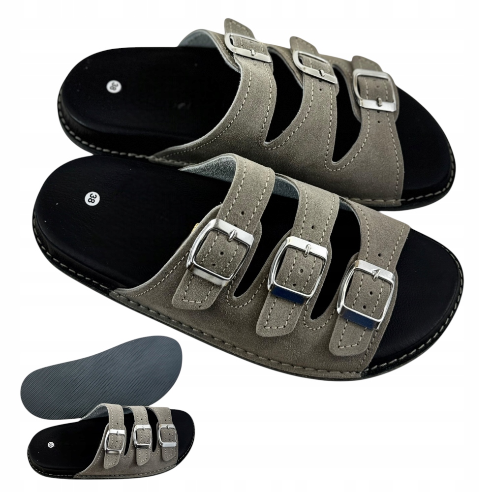 Anatomické Nazouváky z Přírodní Kůže, semišové, Fusbet, profilované, vel. 44