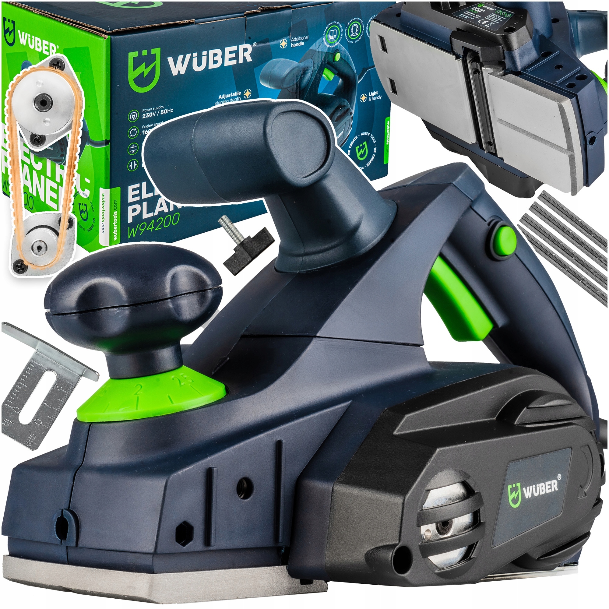 Strug Hebel Elektryczny Grubościówka 1450W do Drewna Strugarka Wuber 82mm