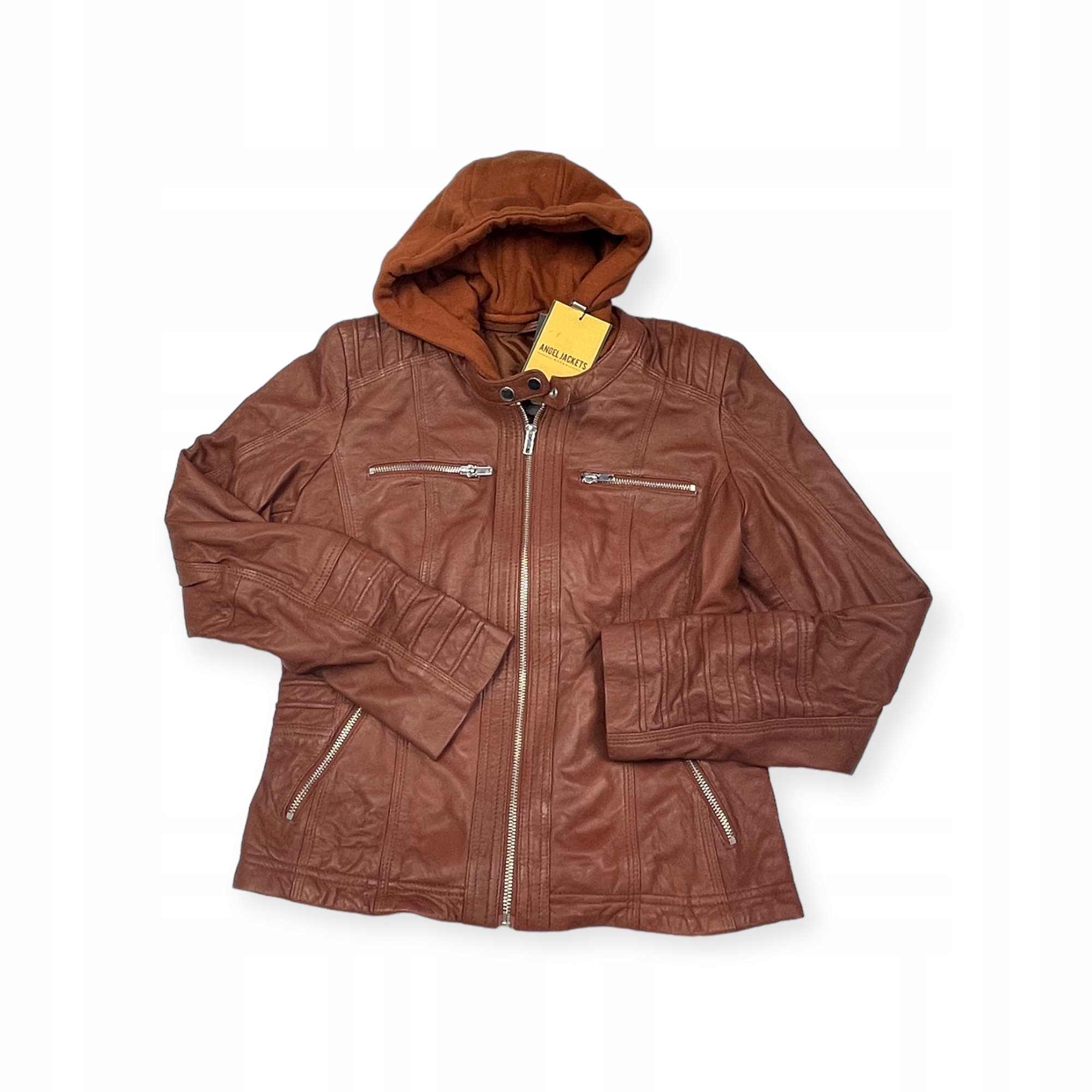 Dámská kožená bunda s kapucí Real Leather M