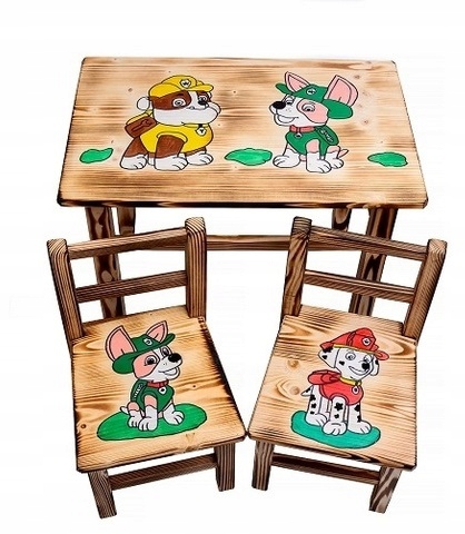 Stolik+2 krzesełka MEBELKI DREWNIANE DLA DZIECI PSI PATROL