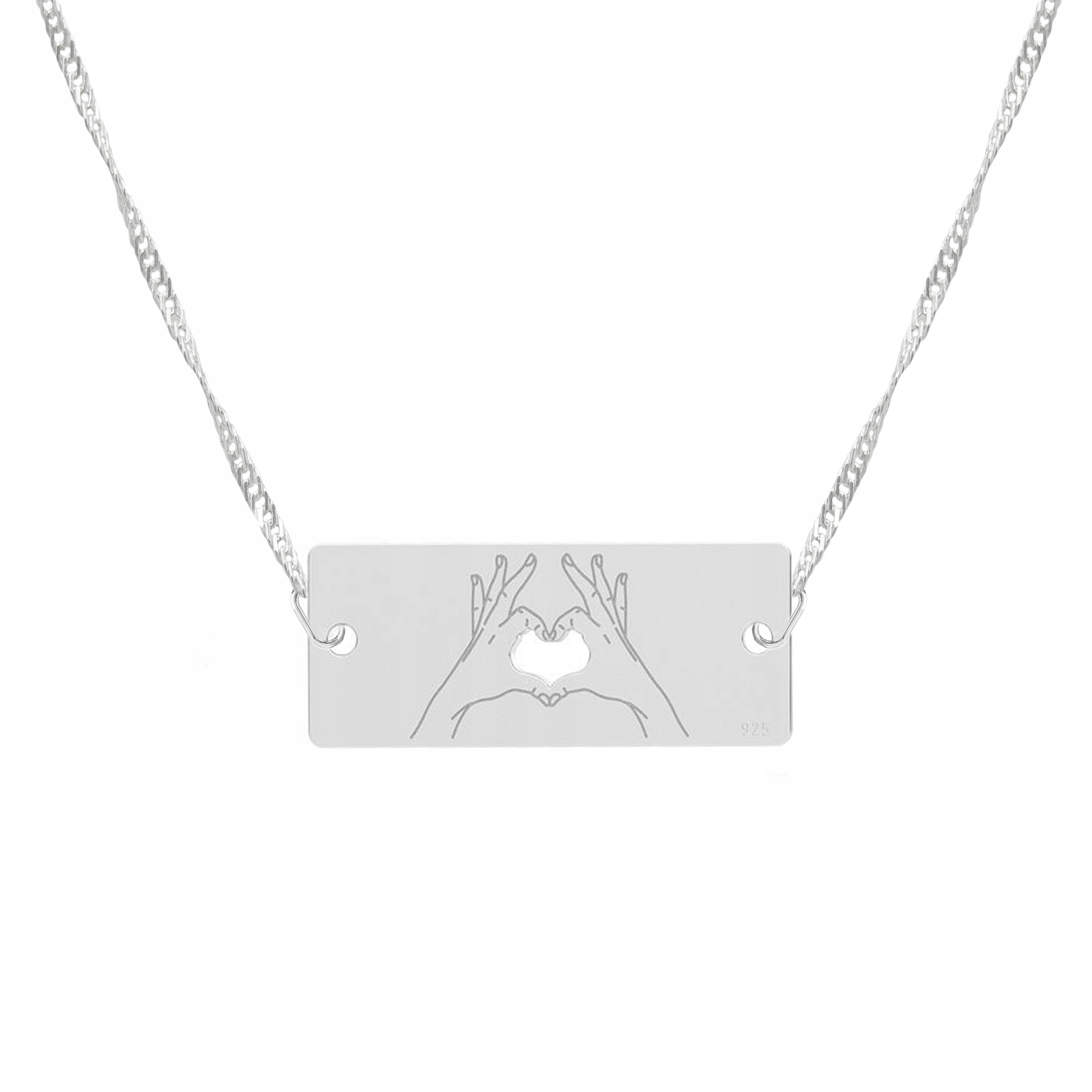 Stříbrný řetízek náhrdelník 925 Srdce s rukou
