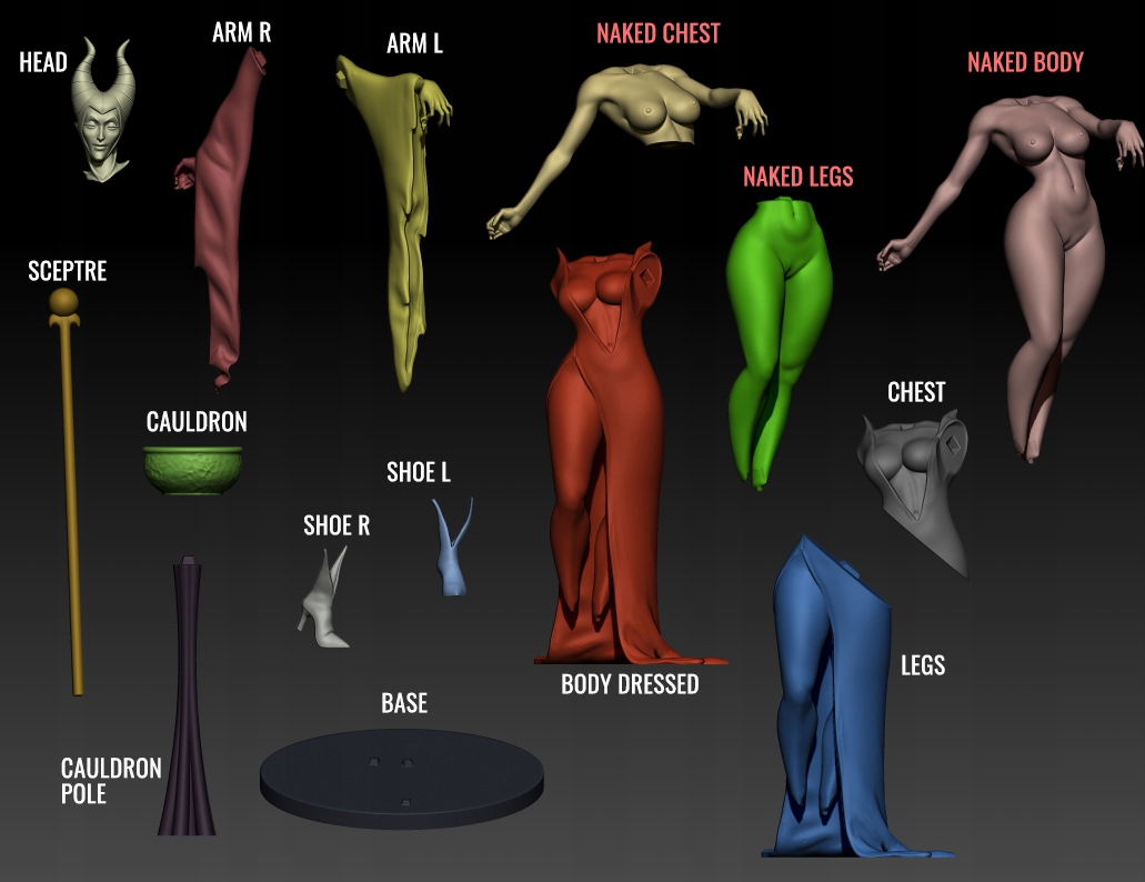 (3DPT) - Maleficent - Pinup / NSFW Kolor szary