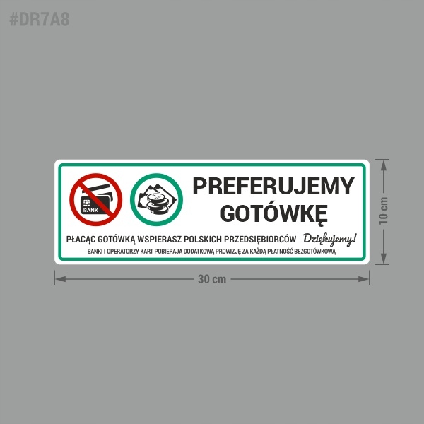 Preferujemy Gotówkę - 10x30 naklejka EAN (GTIN) 5904996054533
